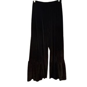 Luukse Women's Black Velour Wide-Leg Pants Size M
